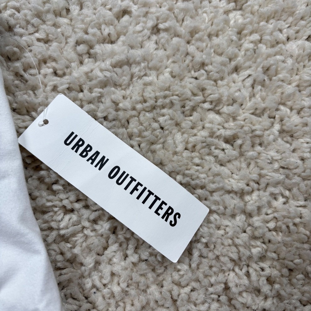 Out From Under Urban Outfitters One Shoulder Ruched Tank Top White Blue Sz S NWT - Picture 8 of 10